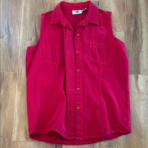 Vintage BP red sleeveless button down shirt - valentines